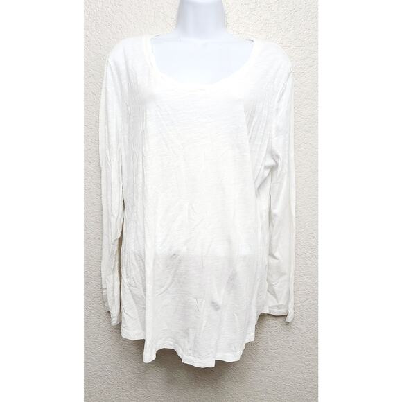 Cato White Long Sleeve Round Neck Top XL Lightweight Soft Stretch Rounded Hem - Picture 1 of 6